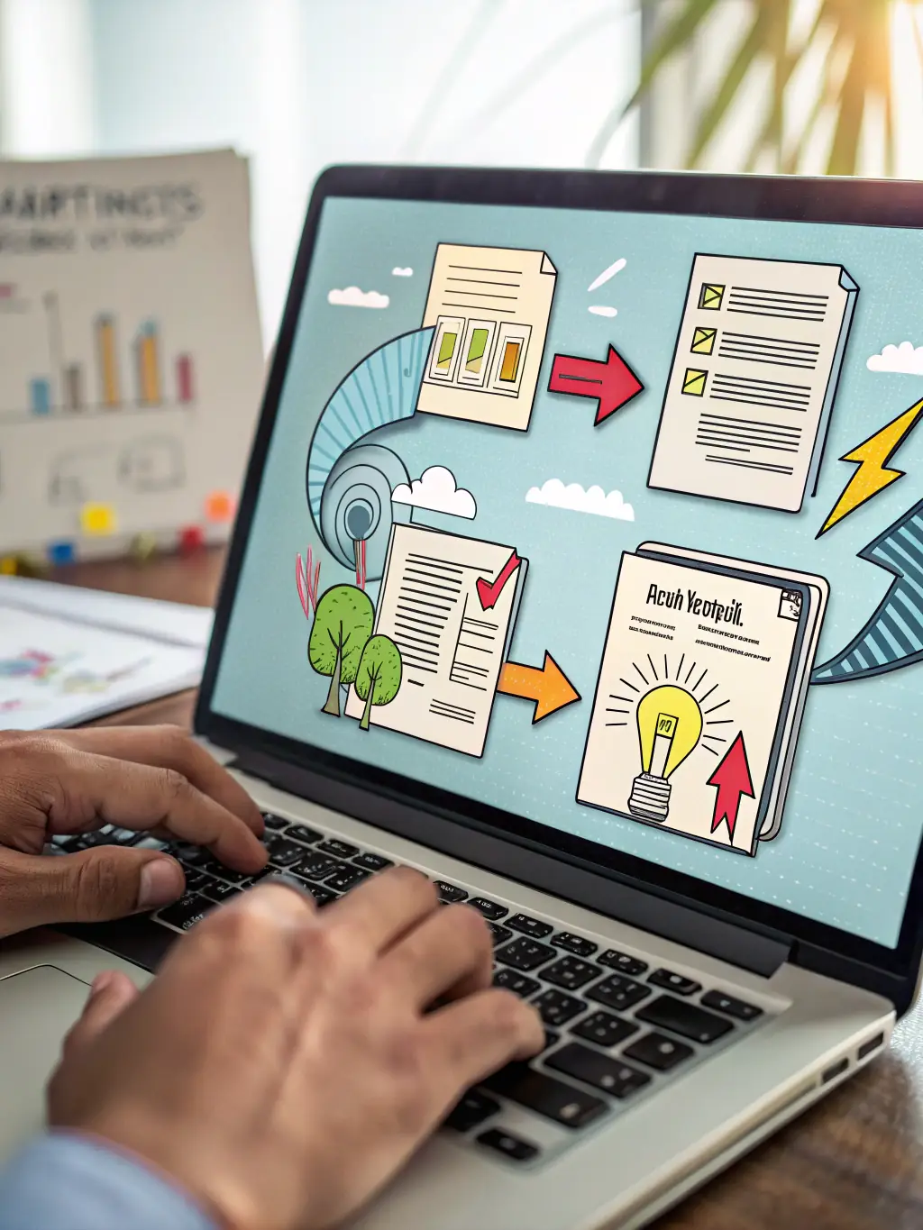 An illustration showing applications being automatically submitted to various companies, with progress trackers and confirmation messages.